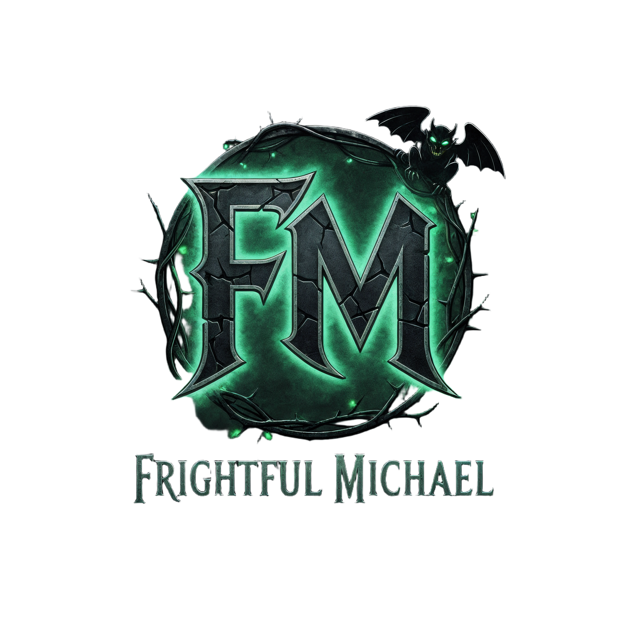 Frightful Michael Logo - Glowing Green FM Monogram